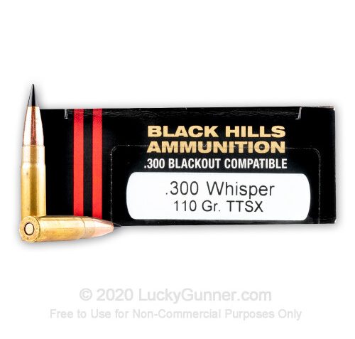 Black Hills Ammunition 300 Blackout Whisper 110 GR TTSX Rifle Ammunition 20 Round Box