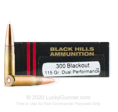 Black Hills Ammunition 300 Blackout Whisper 115 GR Solid Copper Dual Performance Hollow Point Rifle Ammunition 20 Rd Box