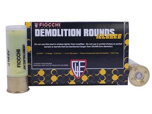 Fiocchi Defense Dynamic Breaching 12 Gauge 1 oz 2 3/4in Shotgun Slugs Ammo, 10 Rounds, 12LEBRE