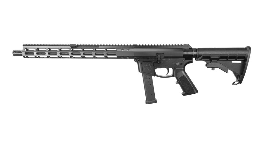 Foxtrot Mike Mike-9 9mm Ambi Billet Front Charging 16″ Rifle, M4 Stock, Micro 4-Port Muzzle Brake, A2 Grip – Dirty Bird Industries