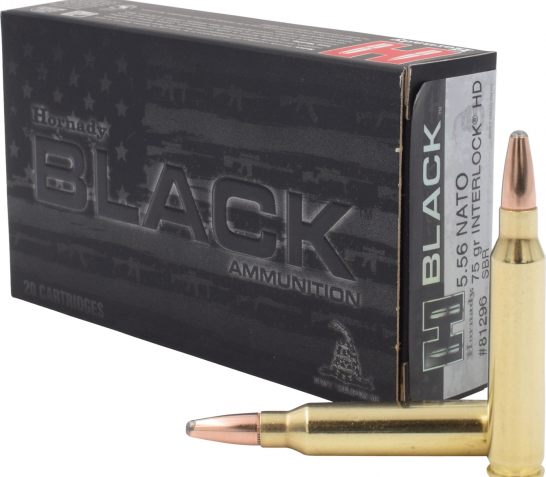 5.56×45 – 75 Grain Interlock HD SBR – Hornady BLACK – 20 Rounds