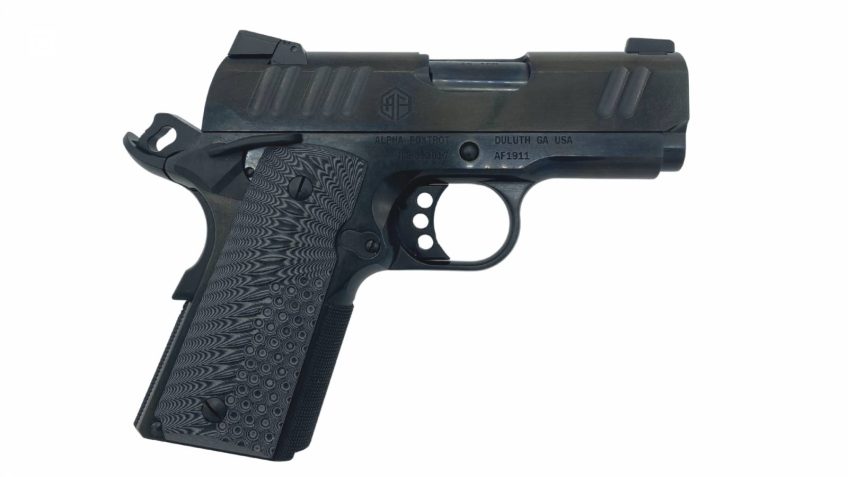 Alpha Foxtrot AF1911-S .45ACP 3.25″ Novak Bull Ramped Polished DLC Black 7 Round 1911 Pistol