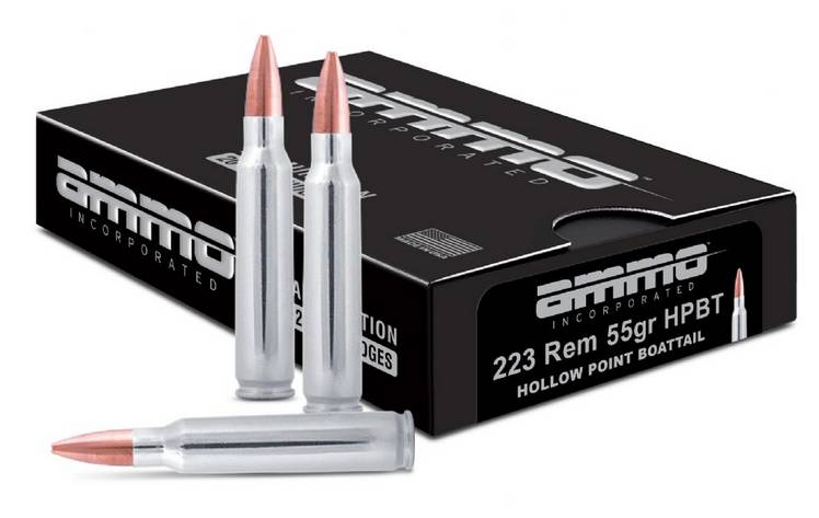 Ammo Inc 223 REM 55 Gr Hollowpoint Boattail (HPBT) Nickel Plated Rifle Ammunition 20rds