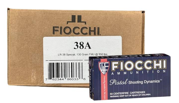 Fiocchi 38A Shooting Dynamics .38 Special 130 Gr Full Metal Jacket (FMJ) 1000rd Case