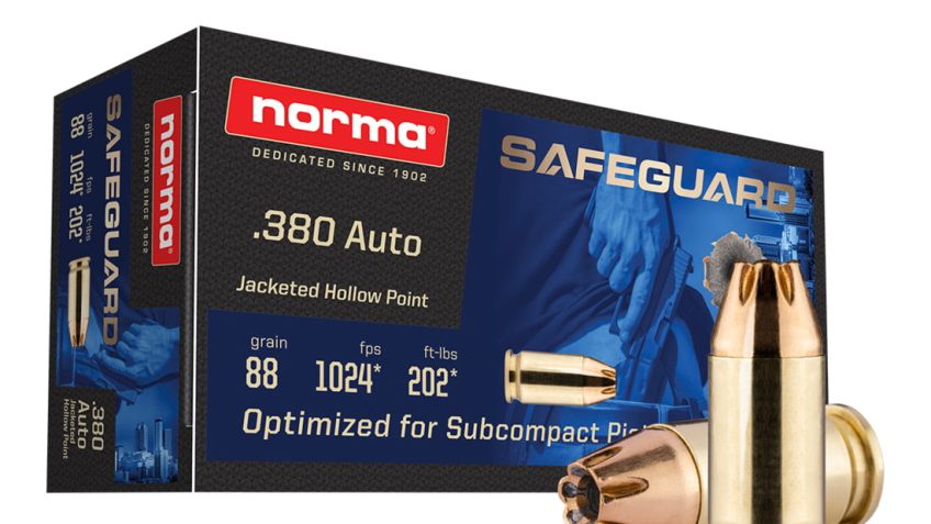 Norma Safeguard .380 AUTO 88 Grain Jacketed Hollow Point Brass Cased Pistol Ammo, 50 Rounds, 803807680