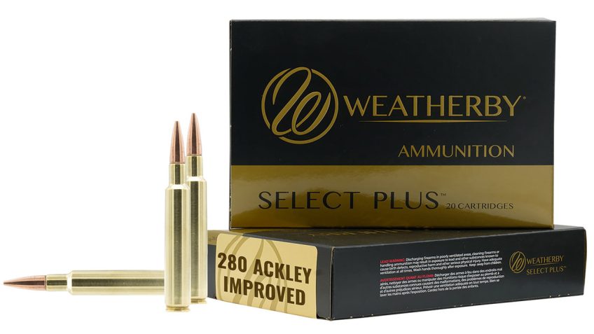 Weatherby Select Plus 280 Ackley 150 Grain Scirocco 20rd/bx 10bx/cs