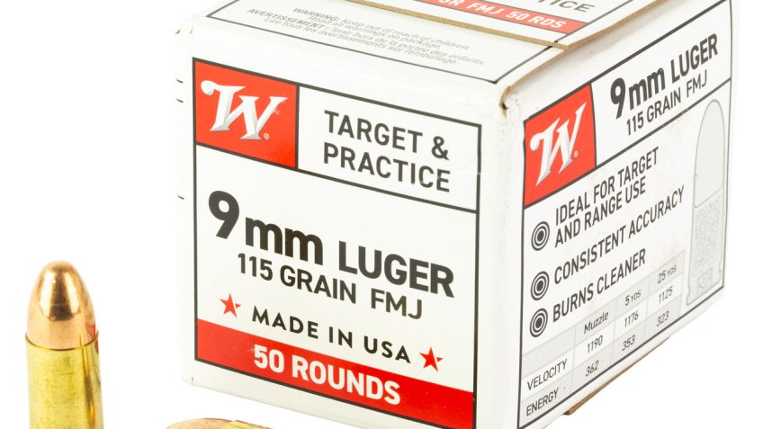 Winchester USA White Box Brass 9mm 115-Grain 50-Rounds FMJ