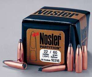 NOSLER Partition 6mm .243" 100Gr Spitzer 50rd Box Bullets (35642)