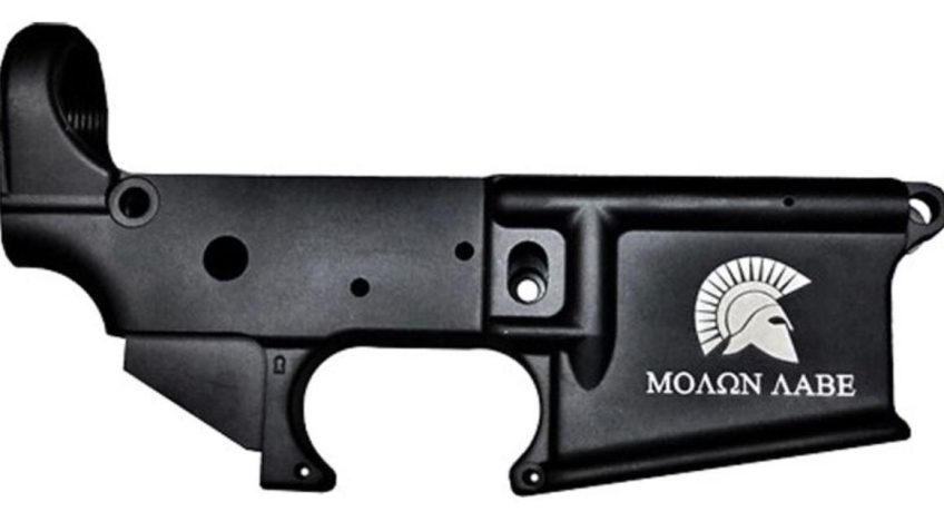 Anderson AM-15 Forged Stripped AR15 Lower Receiver – Black | Spartan Molon Labe Logo | Retail Packaging