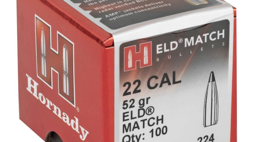 HORNADY ELD Match 22 Cal .224 52Gr 100 Per Box Bullets (22491)