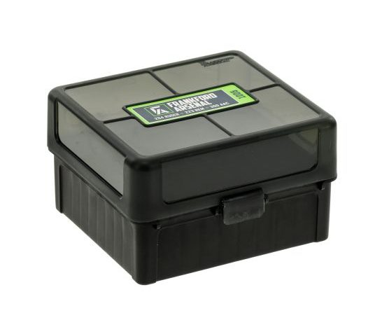 Frankford Arsenal Hinge-Top Ammo Box, 1005, 100 Rounds, Fits 17 Remington, .222 Remington and .223 Remington, Smoke Gray, Plastic 1083799