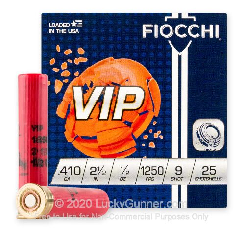 FIOCCHI VIP 410 Bore 2.5in #9 Bulk Ammo, 250 Round Case (410VIP9-CASE)