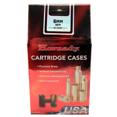 HORNADY 6mm Remington 50-Pack Unprimed Rifle Case (8622)