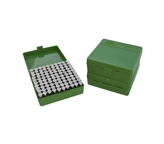 MTM Flip-Top 9mm 380 ACP 100 Round Green Ammo Box (P-100-9-10)